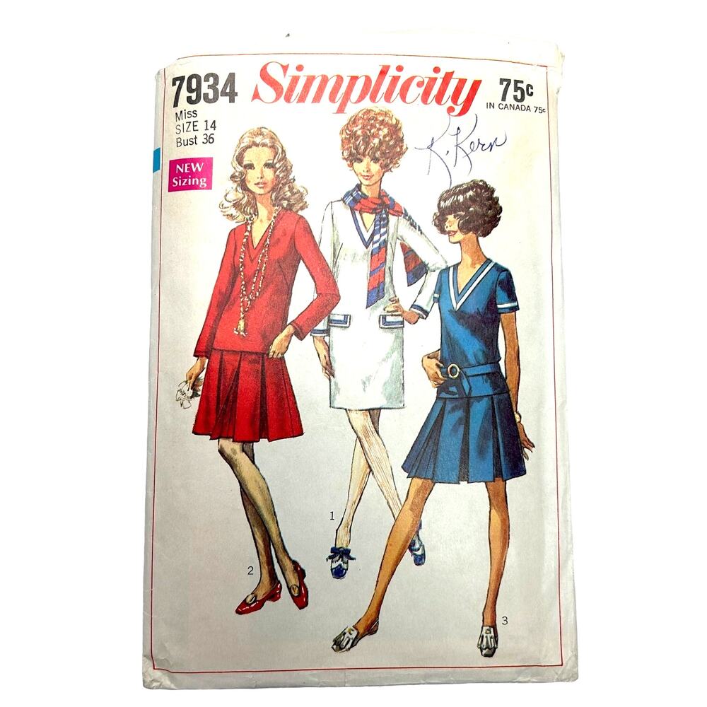 Simplicity‎ Vintage 1960's Pattern #7934 Misses Skirt Only Size 14